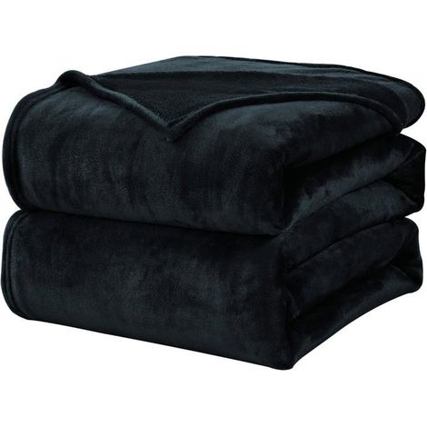 Plaid Couverture Polaire Flanelle en Microfibre, Jeté de Canapé 150x200 Noir, Couverture lit Jete de Canape 2 Personnes (1/5)