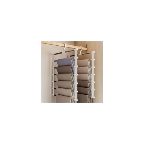 Cintre Pantalon Gain Place - 2 pièces, Cintre Pantalon 6 Niveaux Multiple - Pour Vêtements/Serviettes/Foulards (1/5)
