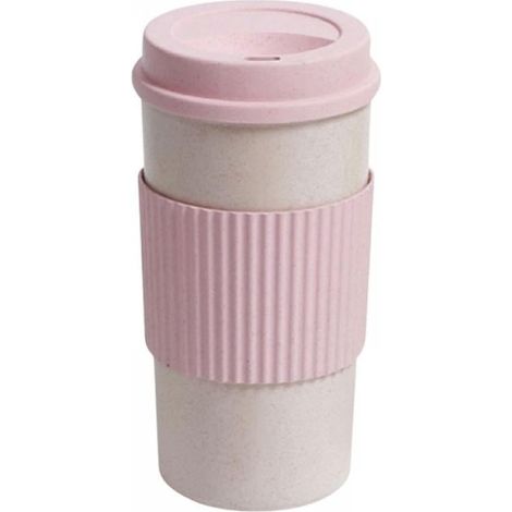 Tasse À Café Réutilisable - Fibre De Blé - Isolation Double Paroi - Couvercle À Vis - Prise En Main Texturée - Léger - 1 Pièce (1/5)
