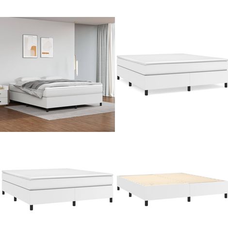 Bettgestell Weiß 160x200 cm Kunstleder - Bettes Gestell - Schlafzimmer Möbel - Doppelbett - Weißes Bett - Kunstleder Bett - Home & Living (1/5)