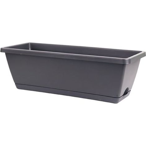 Fioriera rettangolare in plastica 43x19 cm – grigio scuro – vasi per fiori e ortaggi – balcone/casa