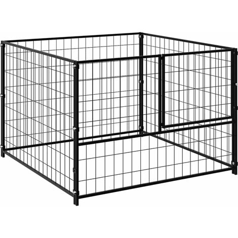Maison Exclusive - Perrera de acero negro 100x100x70 cm