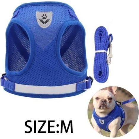 (Blaues) Hundegeschirr – Reflektierendes Geschirr – Atmungsaktive Weste – Verstellbar – Polyester – Für kleine Hunde (1/4)