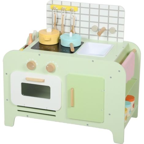 Kinderküchen-Spielset, MDF, 15 Zubehörteile, Schränke, 40 cm, ab 3 Jahren, Grün 
On-Site