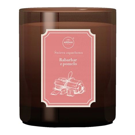 Candela profumata per la casa al profumo di rabarbaro e pomelo, 1 pezzo.