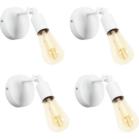 Wandleuchte, Moderne 180 Degree Einstellbar Einfach Wandlampe aus Metall für Schlafzimmer Wohnzimmer Esszimmer Weiß 4PCS (1/5)