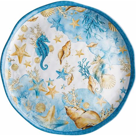 Regalo Italiano Vassoio Tondo Melamina Shell D 40 Cm H 2 Cm Blu 1 Pz