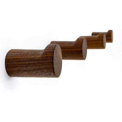 Patères murales, crochets porte-manteaux en bois naturel, fixation murale (lot de 4) 25-26 (1/3)