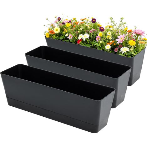 Lot de 3 jardinières de fenêtre de 40,6 x 9,6 cm (1/5)
