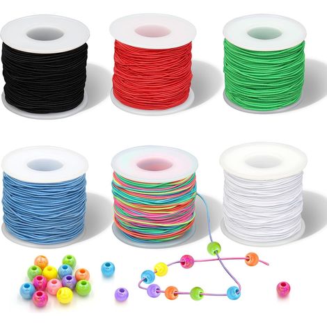 Gummiband für Armbänder, 6 Rollen Elastische Faden Perlenschnur, Gummiband Schmuckherstellung 1mm x 50 m, Gummischnur, Elastische Nylonschnur für DIY Handwerk Schmuckherstellung Halsketten