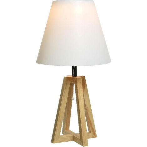 Tischlampe 38x68 cm aus Kiefernholz mit solarbetriebenem LED-Licht