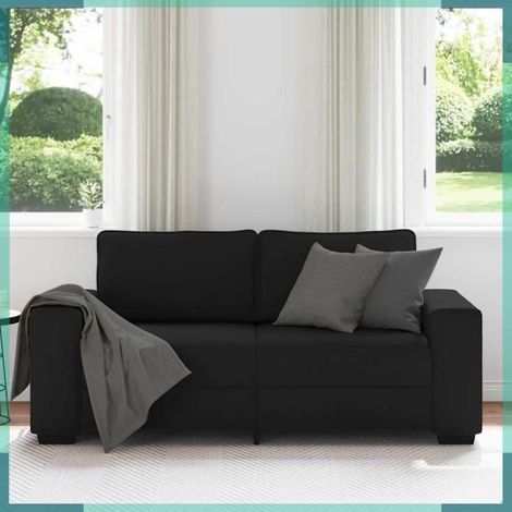 4105168 Canapé à 2 places noir 180x77x82 cm tissu (1/5)