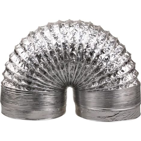 Un conduit de ventilation en aluminium épais, de 17 cm de diamètre et 150 cm de longueur, extensible, adapté aux systèmes de climatisation et de ventilation CVC, diamètre argenté (1/5)
