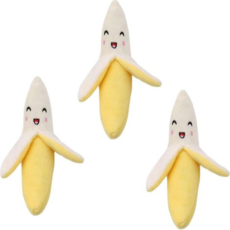 Set di 3 giocattoli da masticare per cani in peluche a forma di banana gialla, giocattoli da masticare per cani (banana), giocattoli da masticare per cani