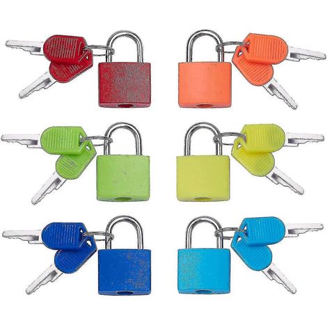 Lot de 6 mini cadenas pour bagages, cadenas multicolores pour valise avec 2 clés (1/5)
