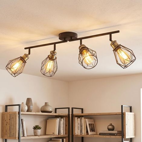 LED Ceiling Light, 4 Adjustable Ceiling Spotlights, E27 Ramp LED Wall Spotlight, Kitchen, Bedroom, Hallway, Living Room (No Bulbs) (1/5)