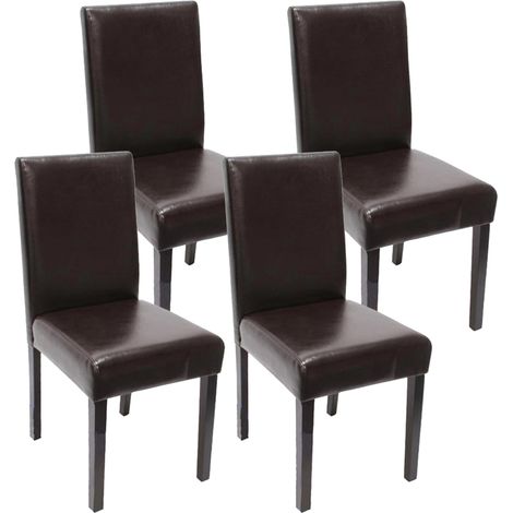 4er-Set Esszimmerstuhl Stuhl Küchenstuhl Littau MVG-zertifiziert Kunstleder, braun dunkle Beine
