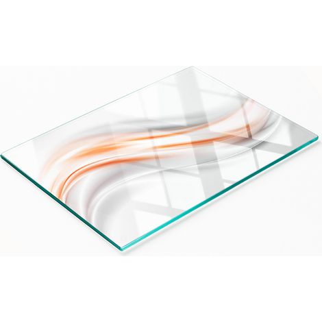 Tagliere da cucina in vetro temperato con grafica astratta a onde, 80x52 cm. (1/5)