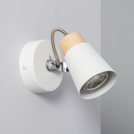 Lámpara de Pared Orientable Metal y Madera 1 Foco Mara Blanco (1/5)