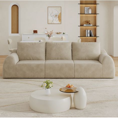 Sofá comprimible (257x95x85 cm), sin montaje, espuma de alta elasticidad, tejido chenilla, caqui (1/5)