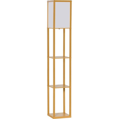 3-Tier Floor Lamp, Floor Light with Storage Shelf, Reading Standing Lamp with Acrylic Shade for Living Room, Bedroom, Kitchen, Dining Room, Office, Dorm, 160cm, Natural