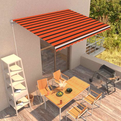 vidaXL Tenda da Sole Retrattile Manuale 400x300 cm Arancione e