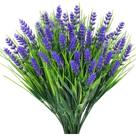 pack 10 purple artificial lavender outdoor fake grass green plants suitable for windowsills and kitchen decorations (1/5)