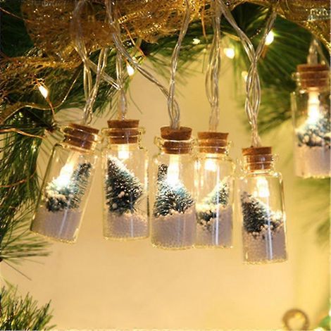 Guirlande lumineuse féérique de 2 mètres en bocal de verre transparent avec 10 perles LED, mini guirlande pour sapin de Noël, fonctionne sur piles. (1/5)