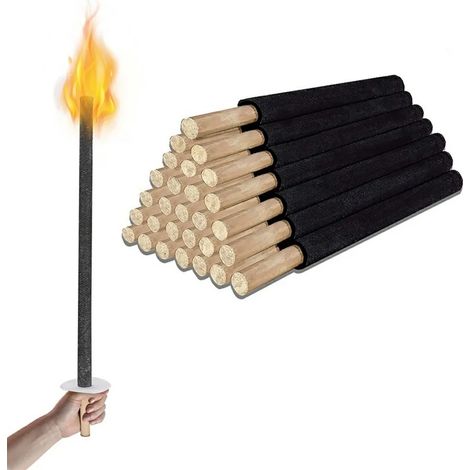 Torches à cire Lospitch, lot de 10, autonomie de 90 minutes, manche extra long, torches de jardin (1/5)