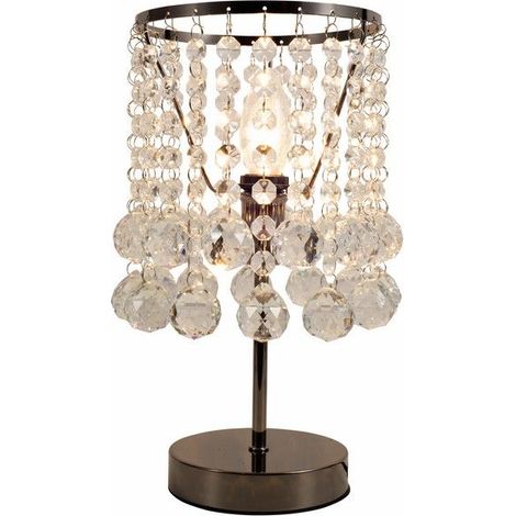 Lampada da tavolo glamour London Crystal cromo scuro E14 40W