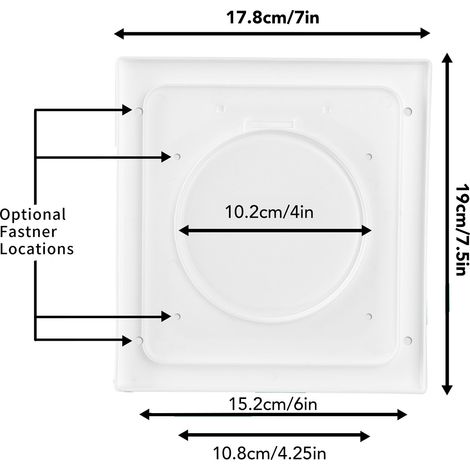 Ortviai Cache-ventilateur sèche-linge double porte en ABS blanc pour conduit de 10 cm (4 pouces) avec vis (1/4)