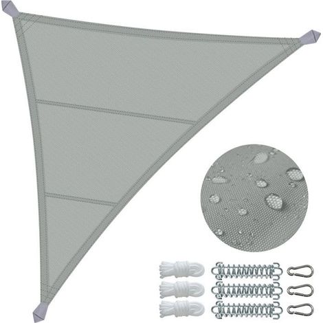® Voile d'ombrage Triangle en Polyester Imperméable avec Kit de Montage 5x5x5m Gris