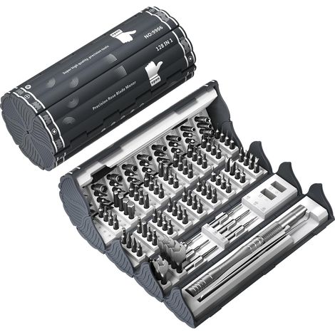 Kit de destornilladores de precisión 128 en 1: herramientas profesionales de reparación magnética para dispositivos electrónicos, portátiles, relojes y gafas.