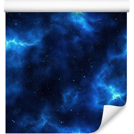 Carta da parati acquerello galassia blu navy, azzurro e nero 50x1000 cm (1/5)