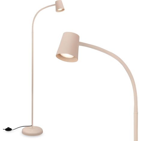 Lampadaire avec interrupteur à pied, orientable, GU10, max. 9W, lampadaire sur pied salon, lampadaire salon 21 x 127,5 cm, beige (1/5)