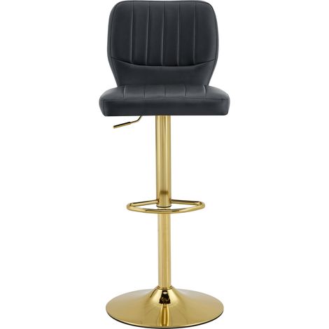 Sgabello bar regolabile in altezza 62-83 cm girevole 360° nero e oro (1/5)