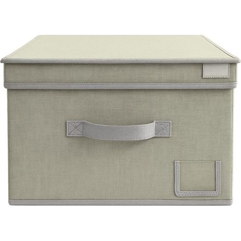 Organizer armadio Scatola Maxi - Misura 50x40x25cm - Portaoggetti pieghevole in tessuto grigio con coperchio e maniglia (1/5)