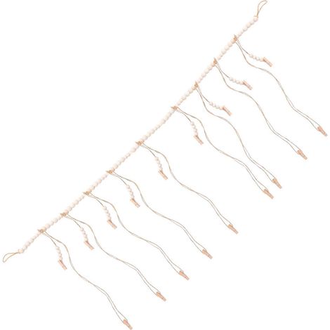 Guirlande de perles en bois avec pinces, 5 pièces, pour présentation de photos et décoration murale (1/5)
