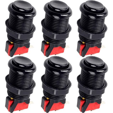 Boton americano arcade con microinterruptor (6 uds)  Negro (1/4)