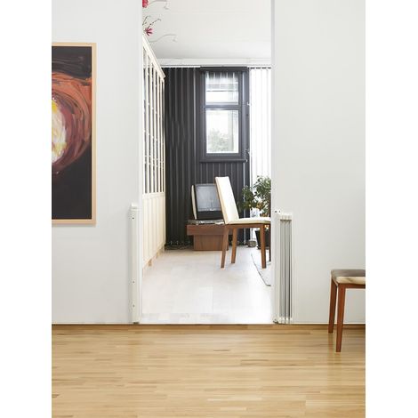 Safetots Barrière Automatique Rétractable Pour Bébé, Barrière Pliable Pour Escalier, 55cm - 89cm, Couleur Blanc (1/5)