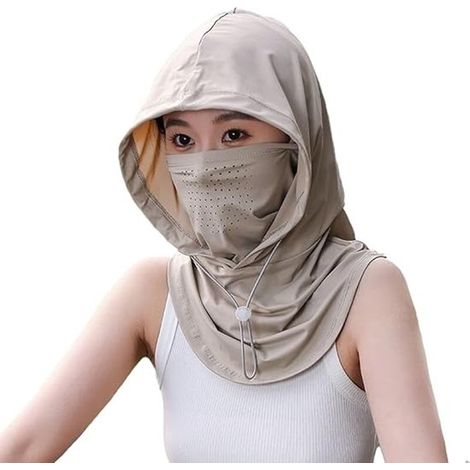 Cagoule femme avec protection UV, protection du cou et visière, idéale pour le vélo, les voyages et les activités de plein air - kaki (1/4)
