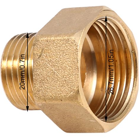 1 Stück Messing-Wasserrohr-Sechskant-Reduzieradapter 1/2" BSPT-Außengewinde und 3/4" BSPT-Innengewinde (1/5)