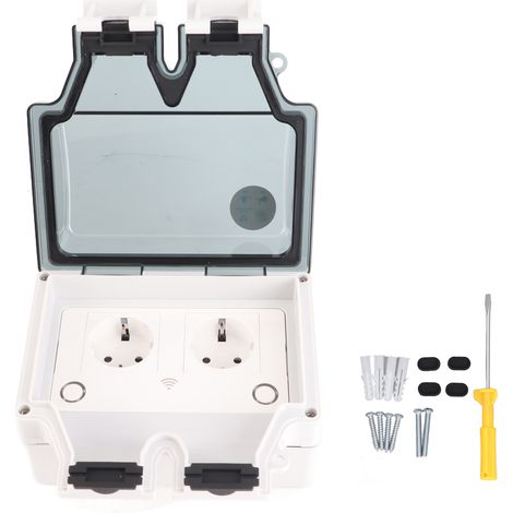 Ortviai Prise intelligente étanche IP66 pour extérieur, prise murale WiFi 86 mm 16 A, résistante à la pluie et à la poussière (1/5)
