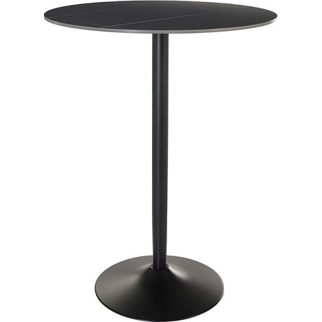Tavolo alto design rotondo in ceramica nera e metallo D80 cm MALOU (1/3)