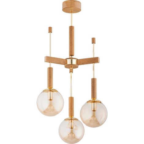 Suspension nordique bois verre ambre 3xE14 Alfa Gidia (1/3)