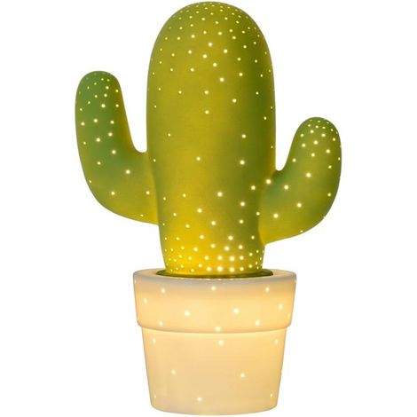 Lampe de table Lucide Cactus E14 40W vert/blanc 30,5 cm (1/2)