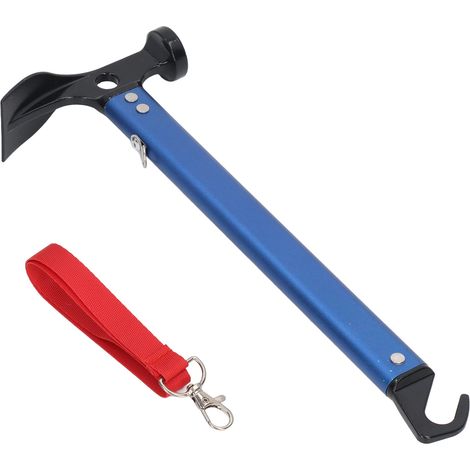 Marteau à clous et arrache-pieux en alliage d'aluminium multifonction bleu pour camping caravane jardinage et domestique (1/5)