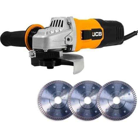 JCB Winkelschleifer 21-AG115H 600 W 115 mm bis 12000 U/min Sanftanlauf 3 m Kabel mit 3 Trennscheiben (1/3)