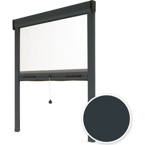 Avosdim – Moustiquaire enroulable pour fenêtre 80 x 100cm – Aluminium gris anthracite – Toile anti-insectes en fibre de verre – Installation encastrable