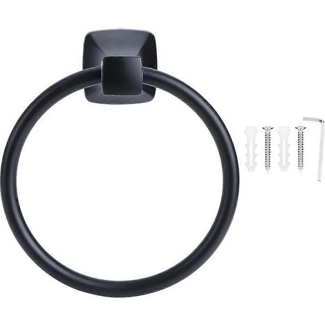 Wandmontierter Handtuchhalter aus mattschwarz gebürstetem Aluminium, Handtuchring fürs Badezimmer, Design-Wandaccessoire, hochwertige Ausführung (1/5)